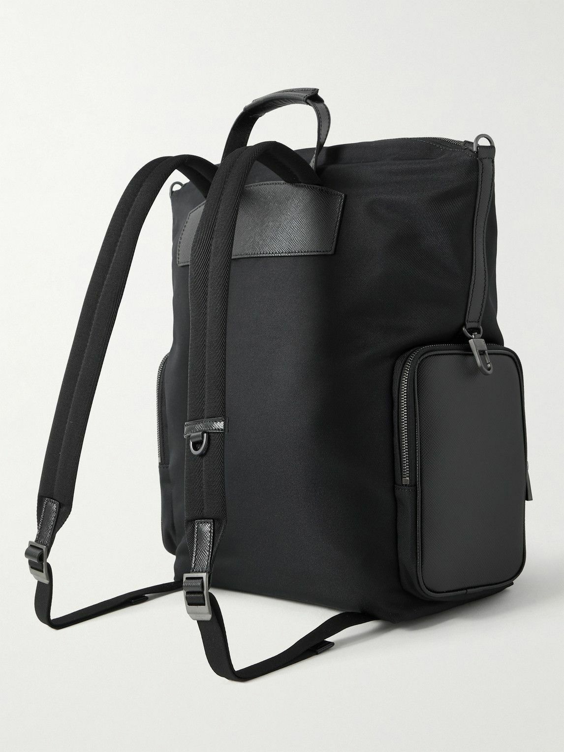 Serapian - Leather-Trimmed Recycled-Twill Backpack Serapian