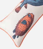Fornasetti Pesci printed silk cushion