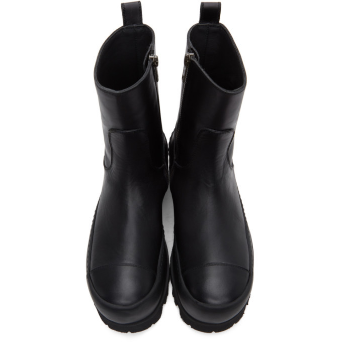 靴 ANN DEMEULEMEESTER PLATFORM BOOTS 40 Ann Demeulemeester Black Chunky Platform Boots Ann Demeulemeester