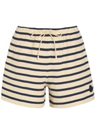 Moncler Striped Cotton Shorts Beige