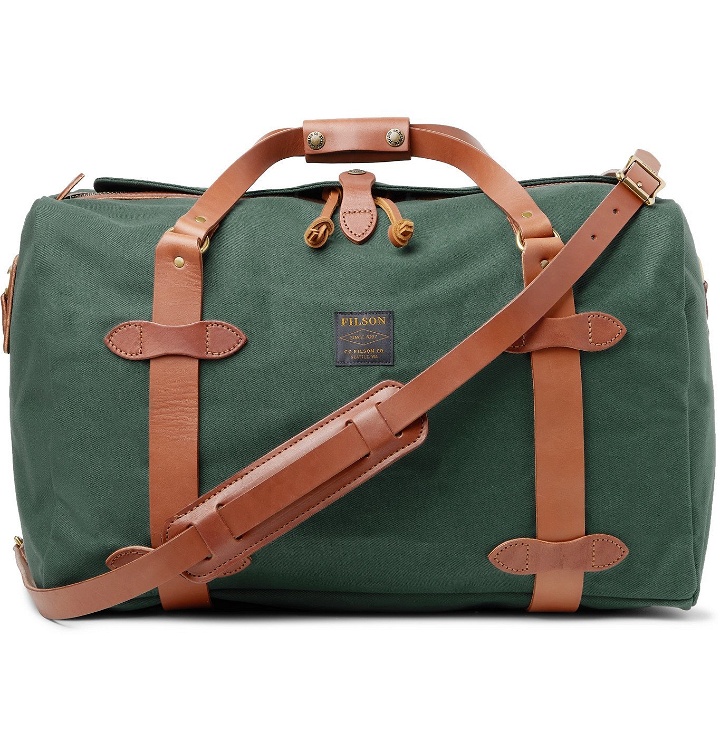 Photo: Filson - Leather-Trimmed Cotton-Twill Duffle Bag - Green
