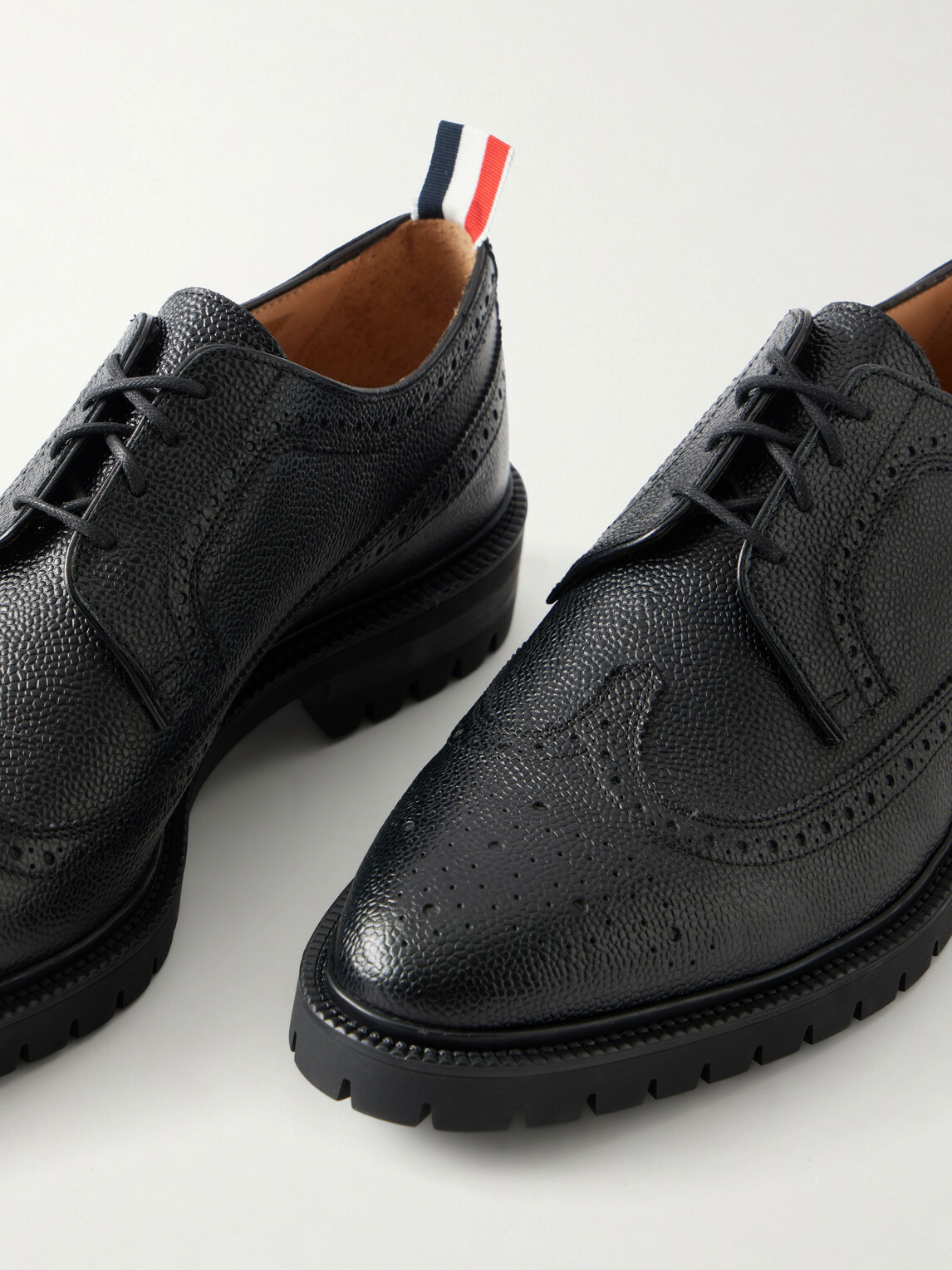 Thom Browne - Longwing Pebble-Grain Leather Brogues - Black