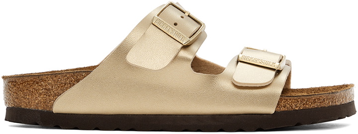 Photo: Birkenstock Gold Birko-Flor Narrow Arizona Sandals