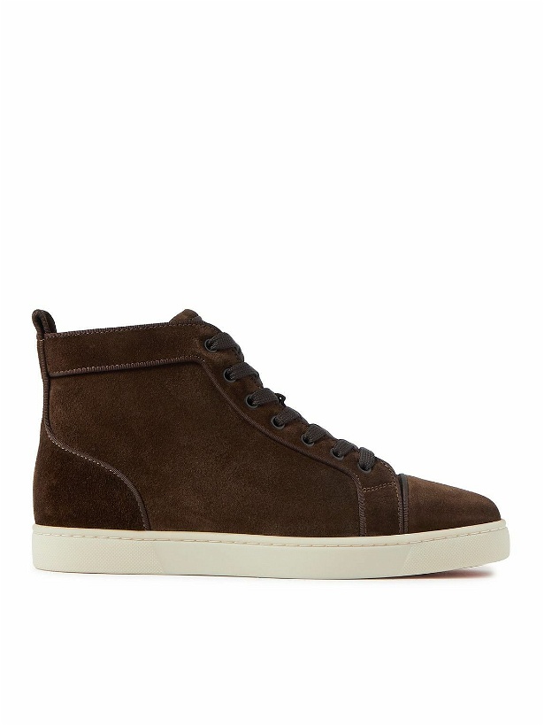 Photo: Christian Louboutin - Louis Logo-Embellished Suede High-Top Sneakers - Brown