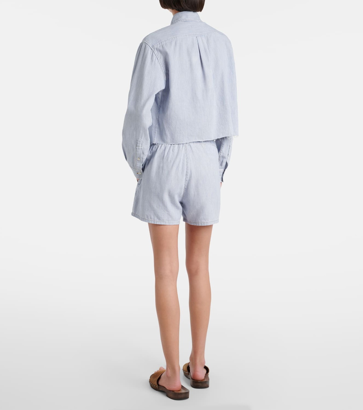 Miu Miu Logo striped cotton shorts