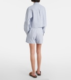 Miu Miu Logo striped cotton shorts