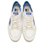 Golden Goose White and Blue Ball Star Sneakers