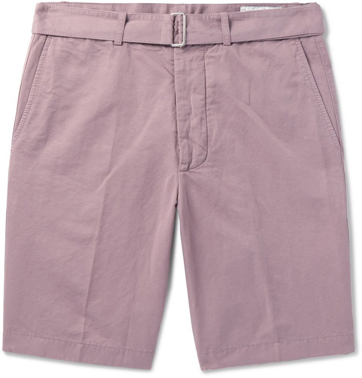 Photo: Officine Generale - Julian Slub Cotton and Linen-Blend Shorts - Men - Lilac