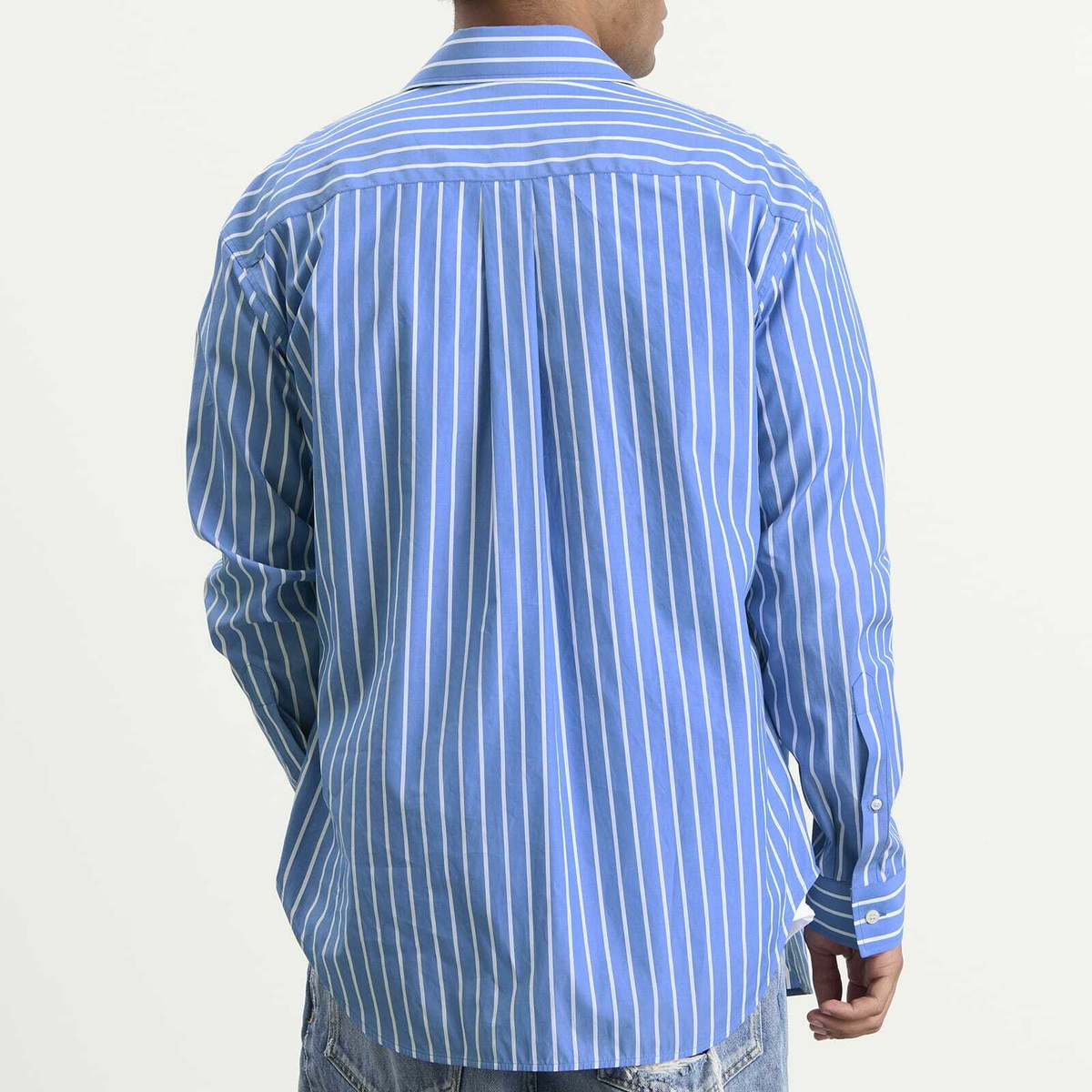 Balenciaga Men's Stripe Regular Fit Shirt in Blue/White
