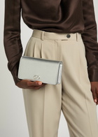 Valentino Garavani Vlogo Metallic Grained Leather Shoulder bag - Silver - One Size