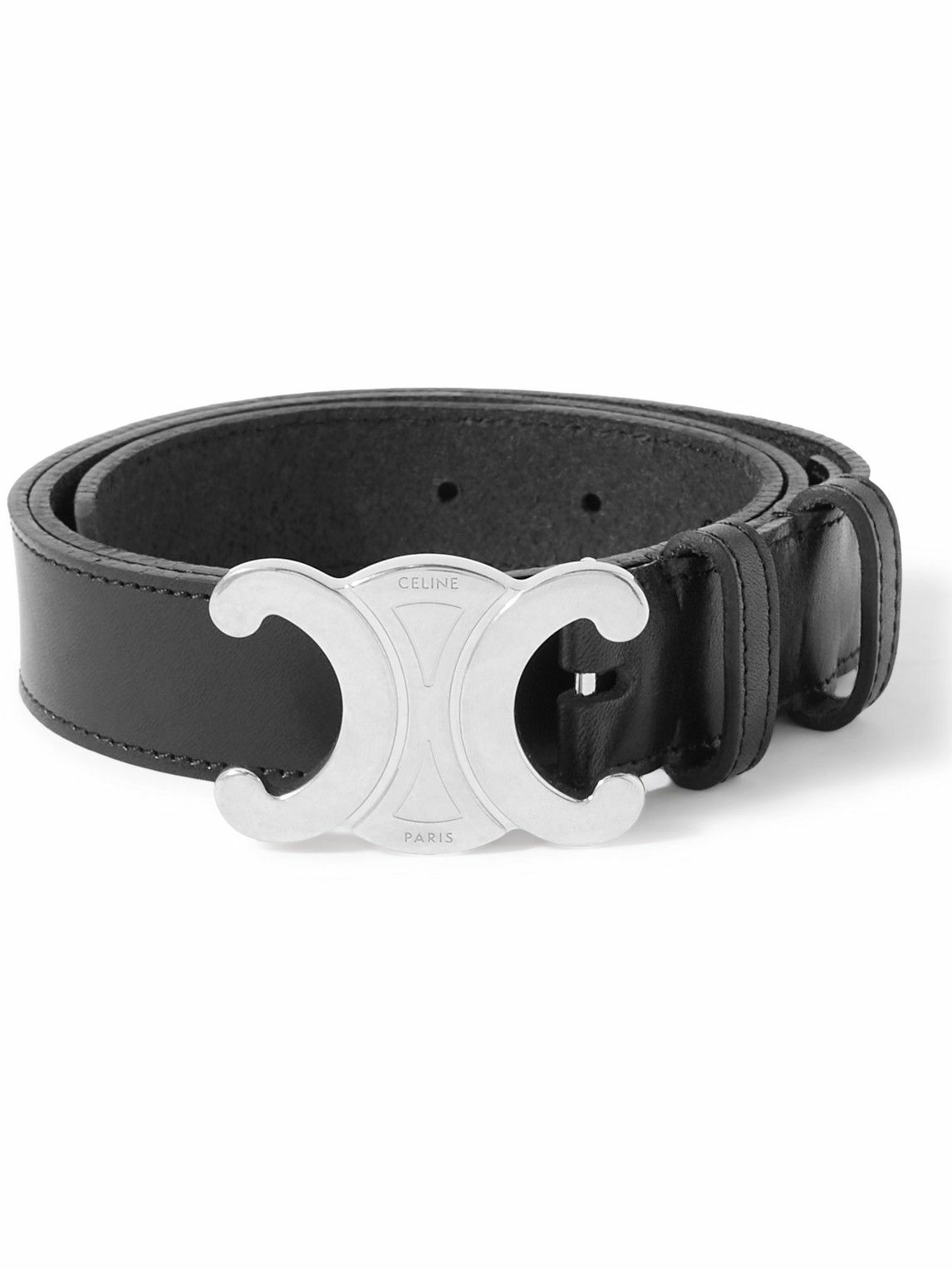 CELINE - 3cm Triomphe Leather Belt - Black