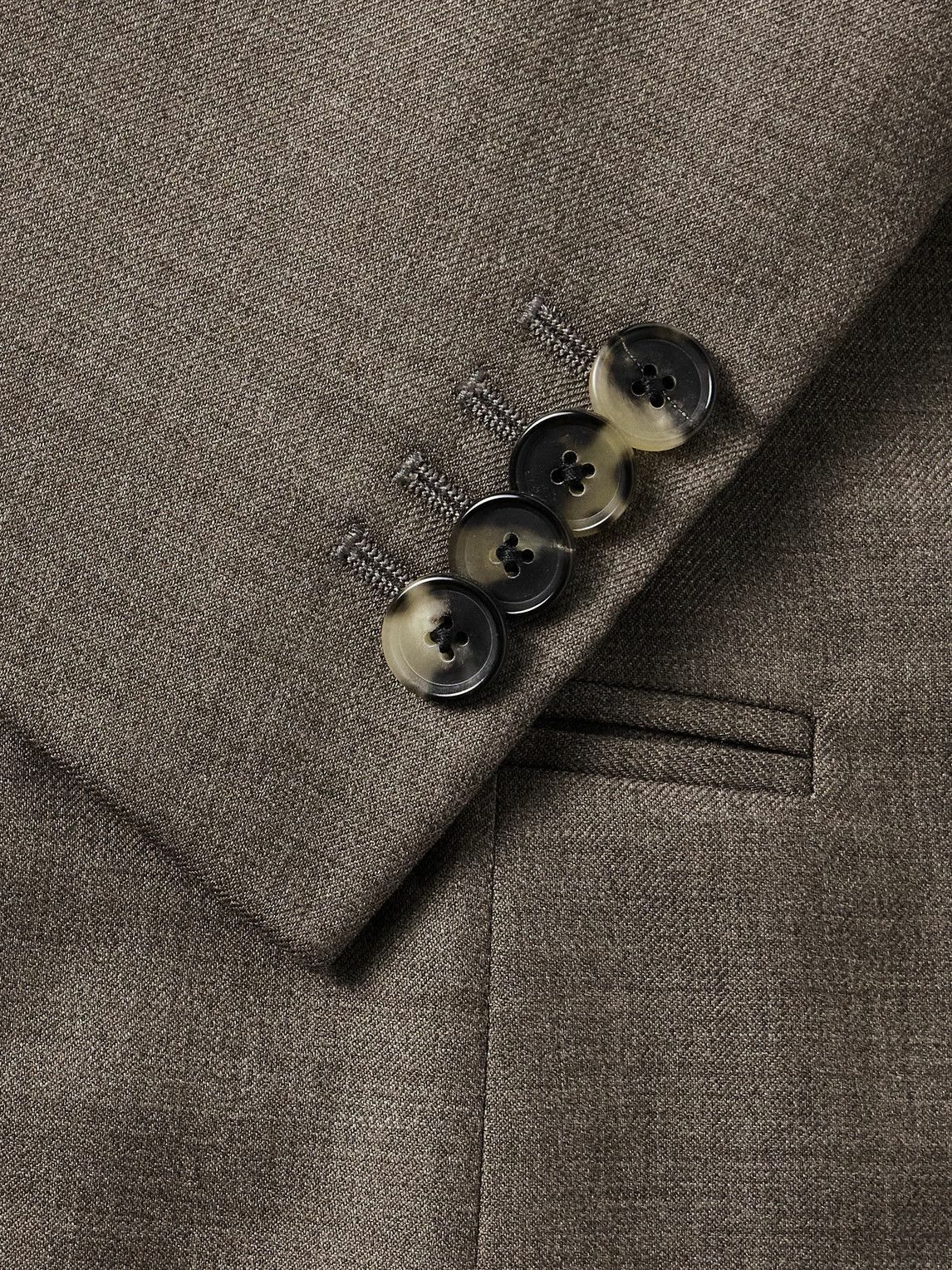 Caruso - Double-Breasted Wool-Twill Suit Jacket - Brown