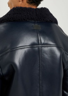 Acne Studios Shearling Leather Jacket Navy