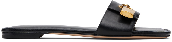 Photo: TOM FORD Black Leather Padlock Slides