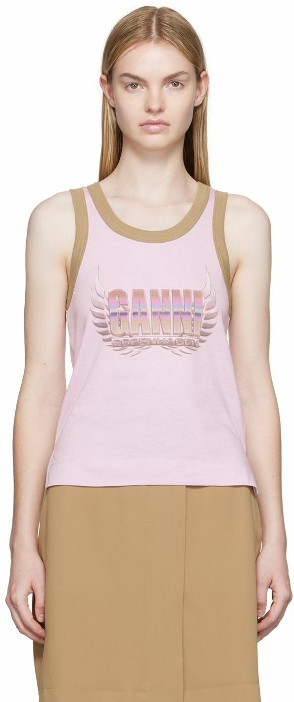 GANNI Pink 'Ganni Copenhagen' Tank Top GANNI