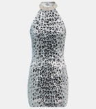 Miss Sohee Leopard-print halterneck minidress