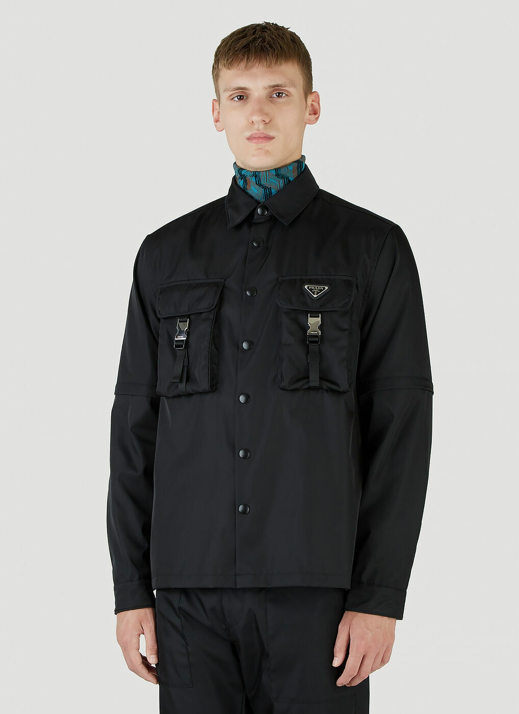 Nylon Buckle Shirt in Black Prada