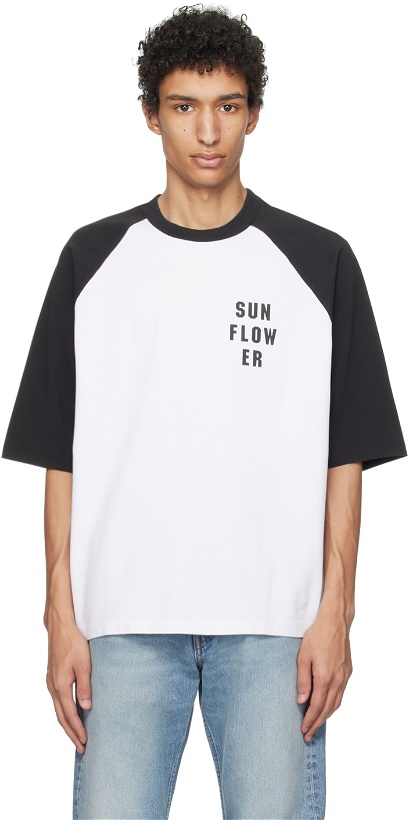 Photo: Sunflower White & Black Baseball T-Shirt