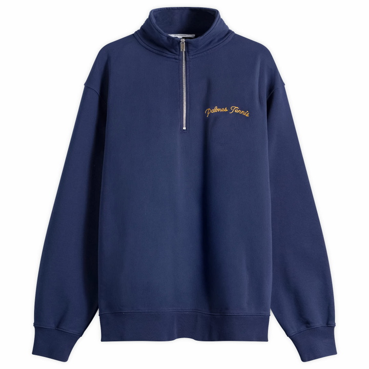 Photo: Palmes Men's Western Quarter-Zip Sweatshirt in Navy