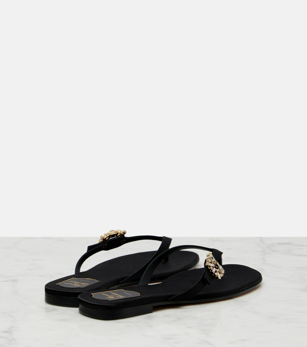 Roger Vivier Embellished satin thong sandals