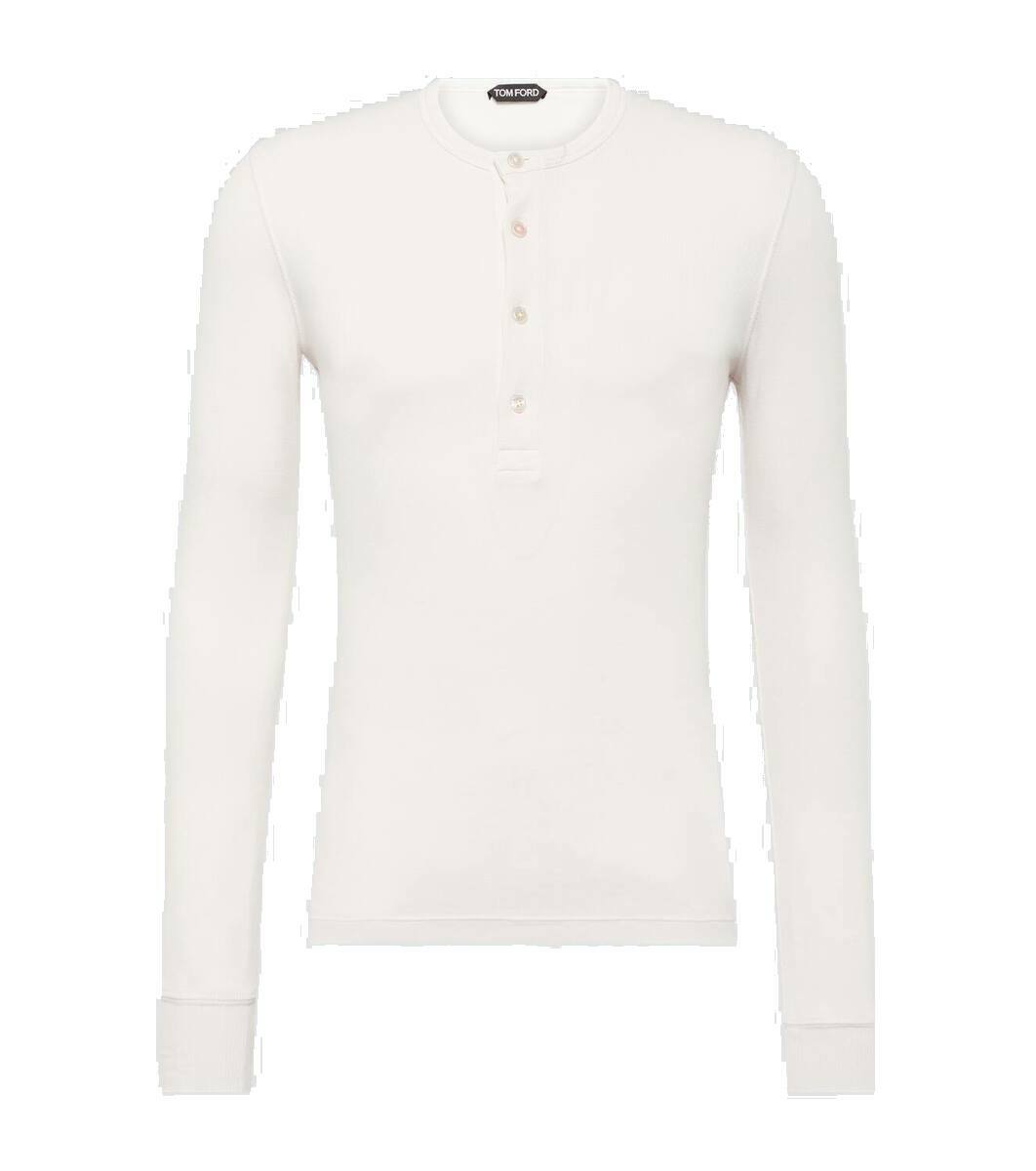 【Tom Ford】リブニットジャージ Henleyシャツ Tom Ford Ribbed-knit jersey Henley shirt TOM FORD