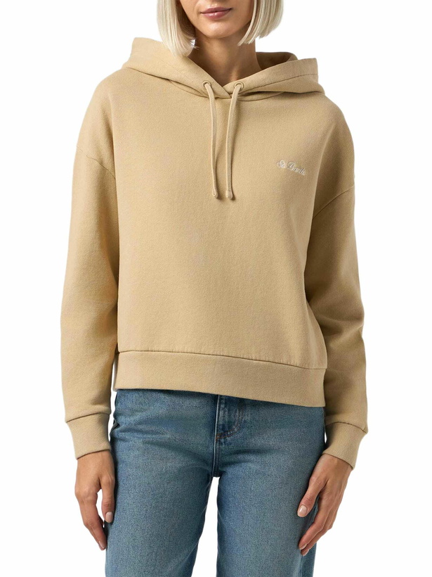 Photo: MC2 Saint Barth Woman Beige Fleeced Cotton Hooded Sweatshirt Mindy
