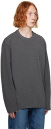 Solid Homme Gray Flocked Long Sleeve T-Shirt