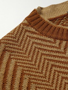 Loro Piana - Chevron Silk and Cashmere-Blend Sweater - Brown