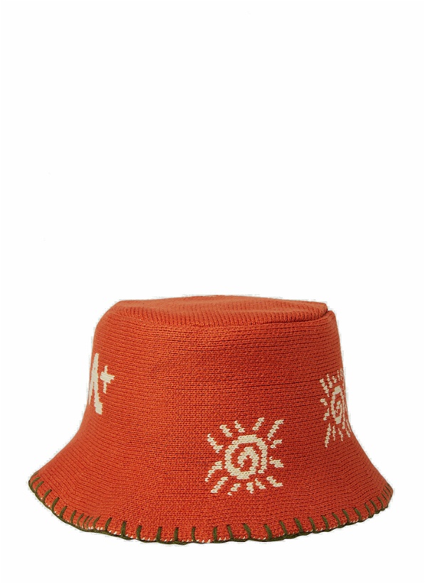 Photo: Symbols Knitted Bucket Hat in Orange