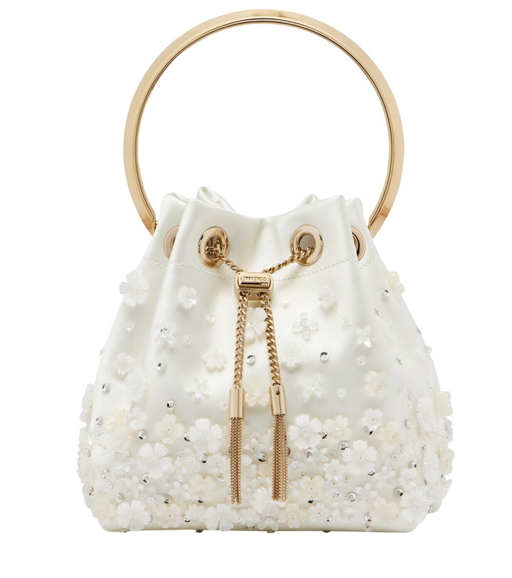Photo: Jimmy Choo Bon Bon Small embellished satin bucket bag