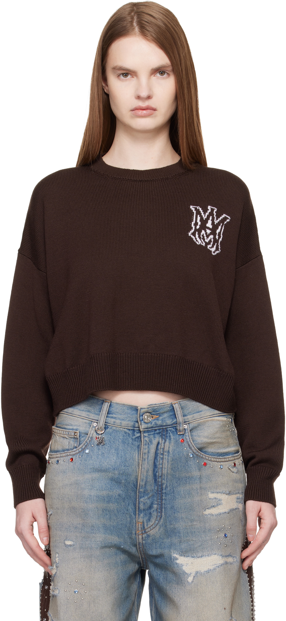 AMIRI Brown MA Crew Sweater