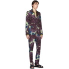 Dries Van Noten Purple and Green Wool Patrini Trousers