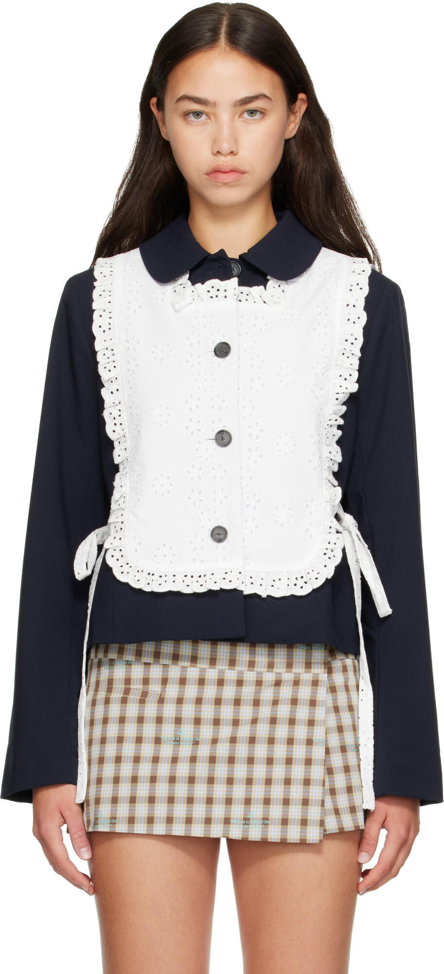 Sandy Liang Navy & White Winslow Jacket