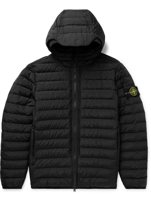 Photo: Stone Island - Logo-Appliquéd Quilted Cotton-Blend Shell Hooded Down Jacket - Black