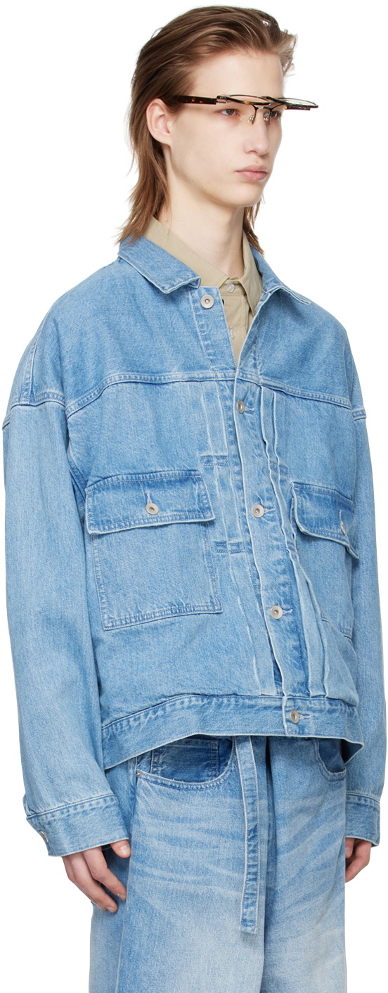 meanswhile Blue Pleated Denim Jacket