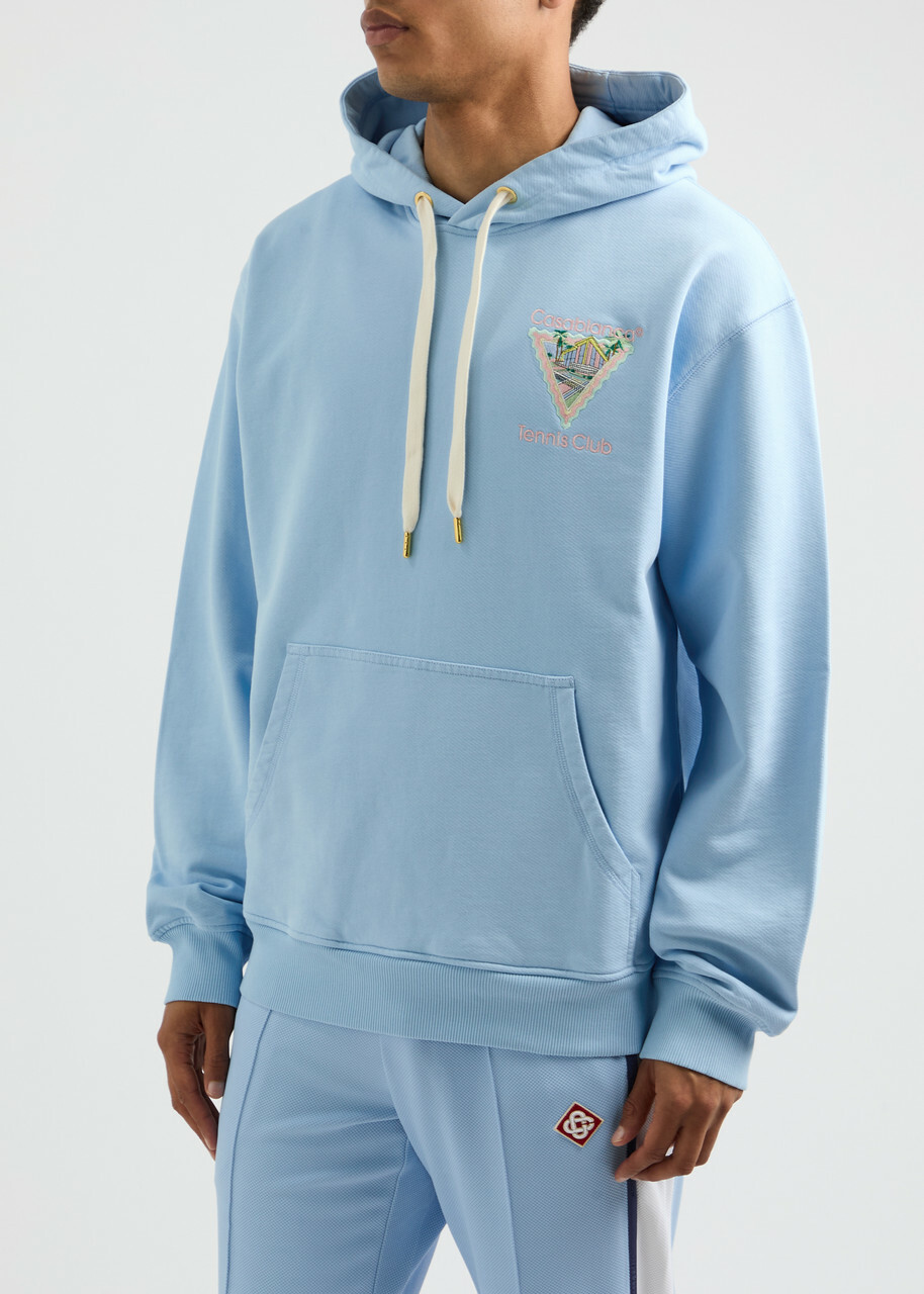【関税込み】Casablanca ブルー Maison De Reve フーディ Casablanca Maison De Reve Hooded Cotton Sweatshirt Blue