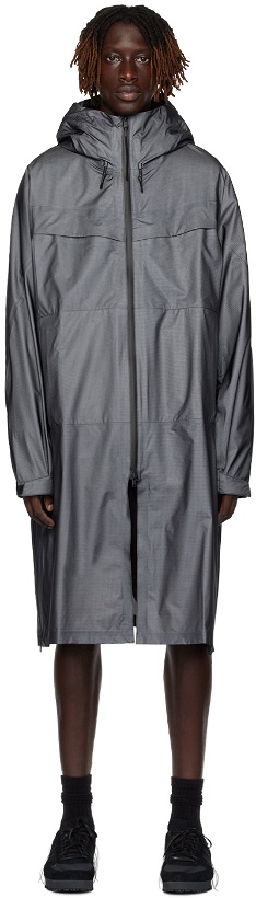 Photo: Y-3 Black Two-Way Zip Rain Coat