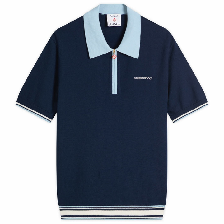 Photo: Casablanca Men's Merino Tennis Polo in Blue
