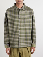 Story mfg. - Bracken Appliquéd Checked Organic Cotton Shirt - Green