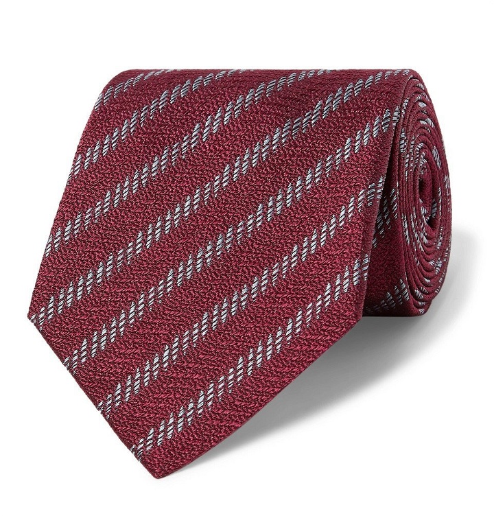 Photo: Giorgio Armani - 8cm Striped Silk-Jacquard Tie - Men - Burgundy