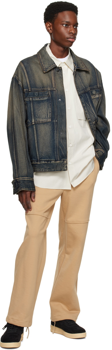 Men Navy Washed Relax Fit Denim Jacket main image 0