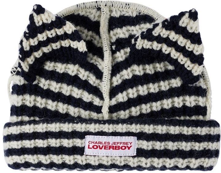 Photo: Charles Jeffrey Loverboy SSENSE Exclusive Baby Black & White Chunky Ears Beanie