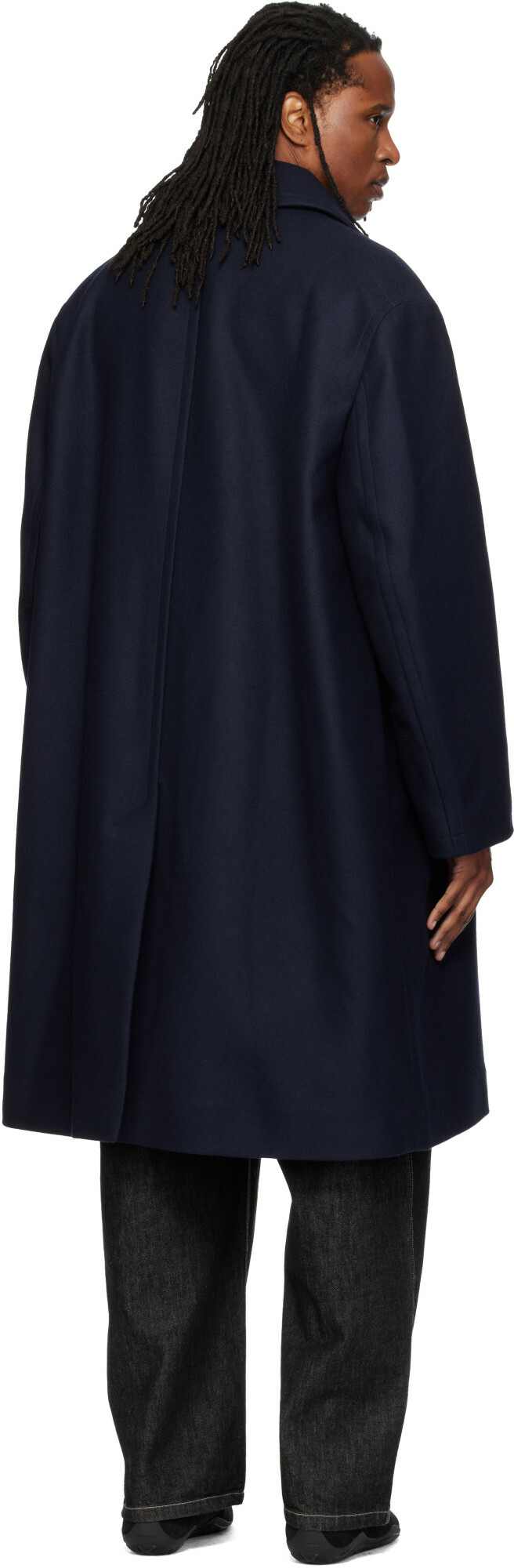 Studio Nicholson Navy Wool Overcoat