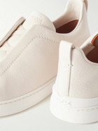 Zegna - Full-Grain Leather Slip-On Sneakers - Neutrals