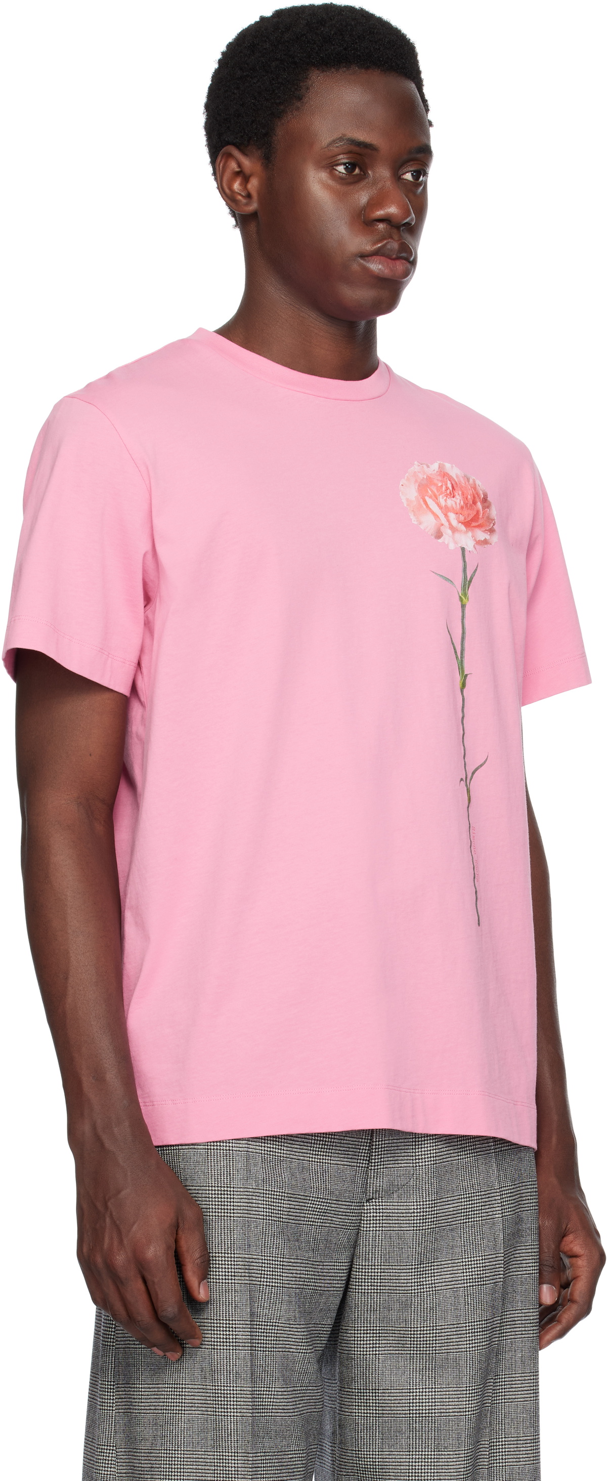 Simone Rocha Pink Carnation Print T-shirt Simone Rocha
