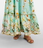 Camilla Floral tiered linen maxi skirt
