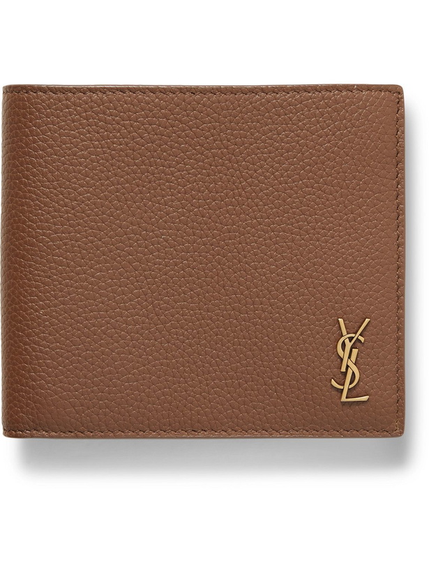 Photo: SAINT LAURENT - Logo-Appliquéd Full-Grain Leather Billfold Wallet