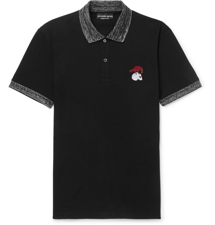 Photo: Alexander McQueen - Slim-Fit Contrast-Trimmed Cotton-Piqué Polo Shirt - Men - Black