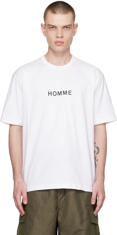 Photo: Comme des Garçons Homme White Printed T-Shirt