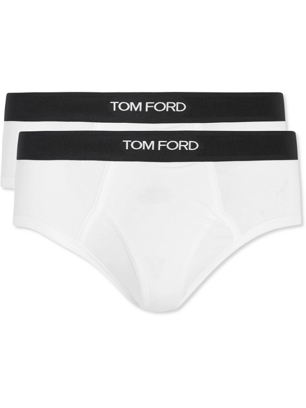 Photo: TOM FORD - Two-Pack Stretch-Cotton and Modal-Blend Briefs - White